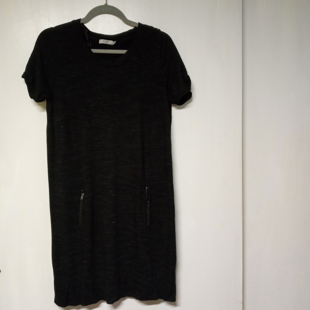 Dalia black shirt dress with zippers and a pocket